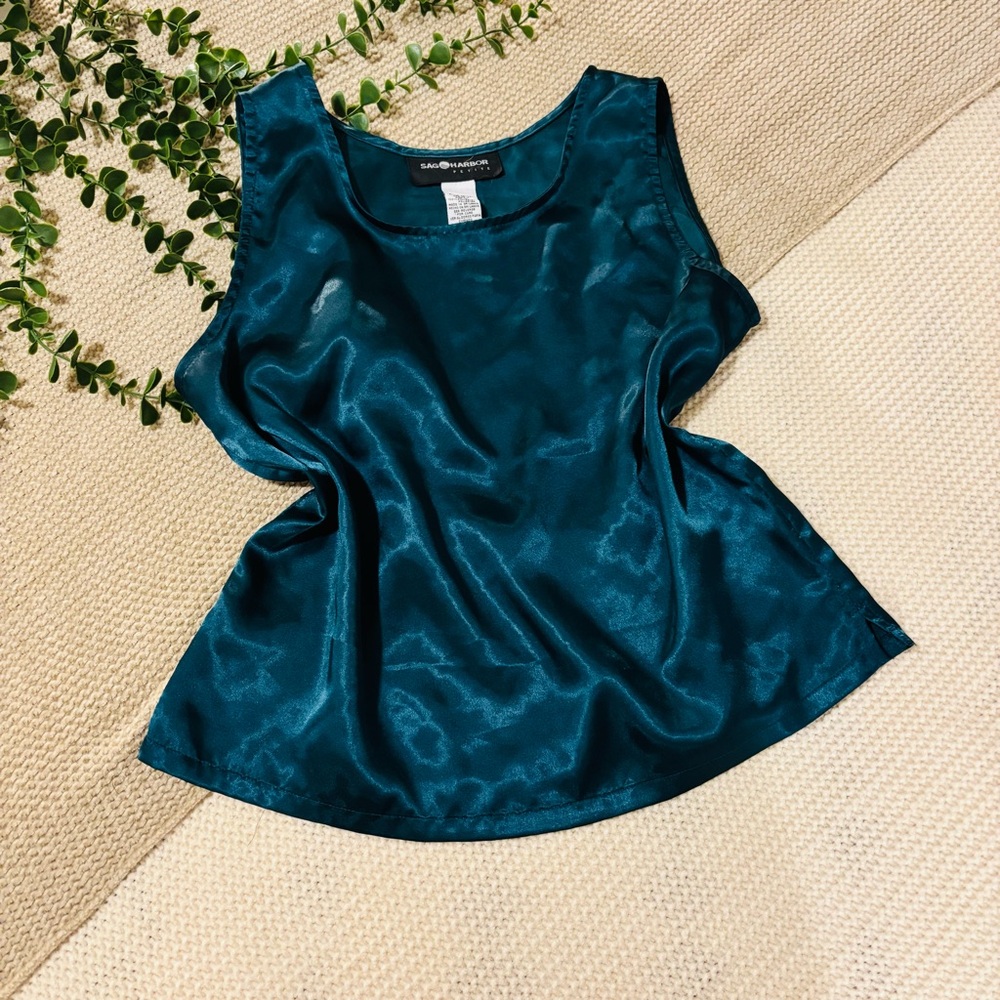 Sag Harbor Shimmering Teal Tank Top
